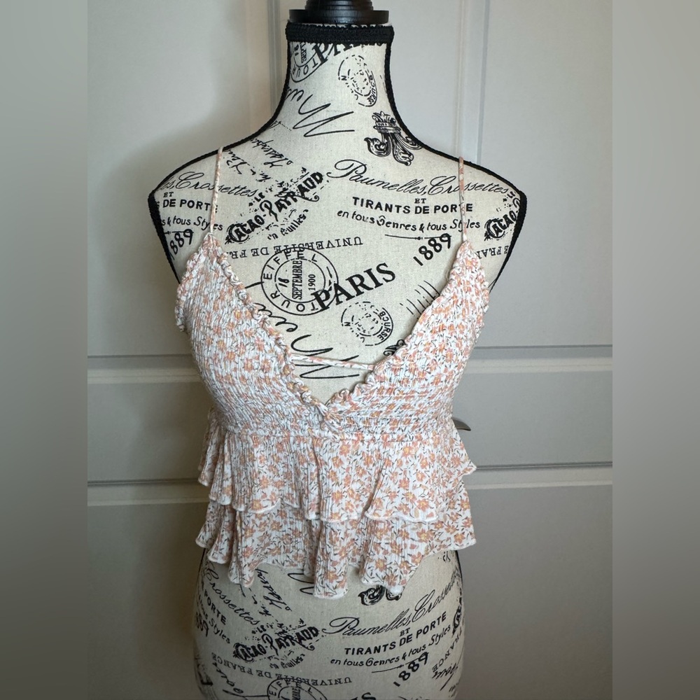 Endless Blu Ruffle Tank Top‎ Coquette Style Small